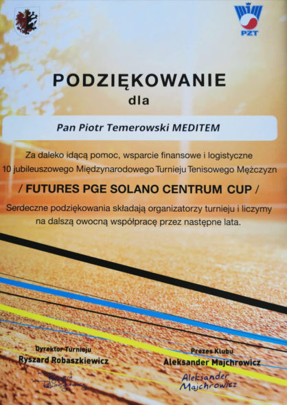 Podziękowania - Futures PGE Solano Centrum Cup 2019